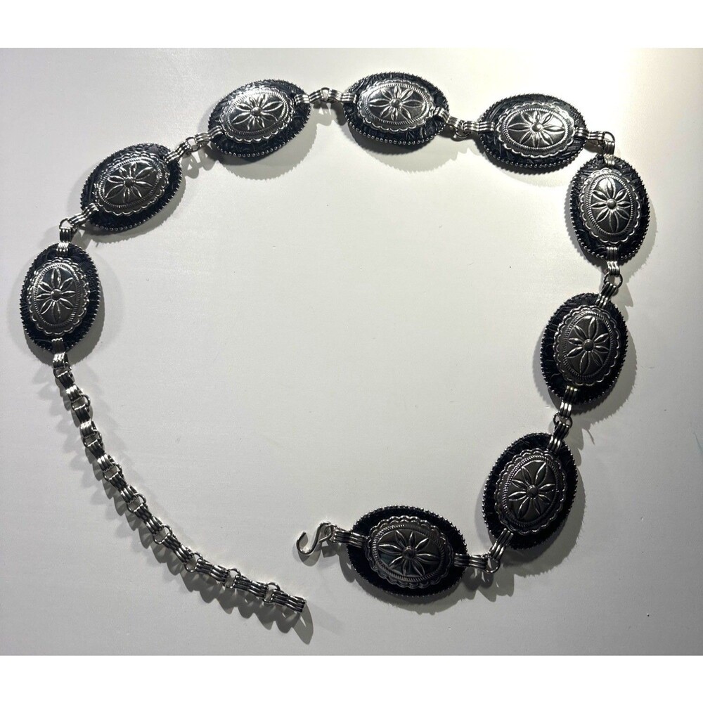 Vintage Ginger Propper For Two Blondes Western Concho Belt With Silver-Tone Engr